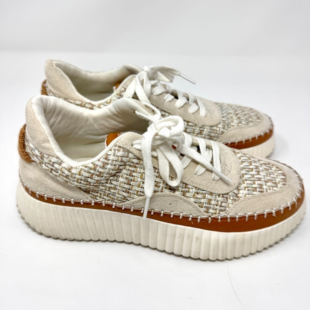 Matisse Woven Platform Sneakers – Neutral Tweed Lace-Up Shoes Size 10 - Picture 2 of 7